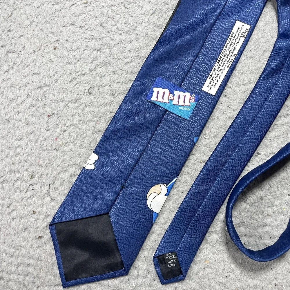 Vintage M&M's Tie Mens One Size Blue Police Classic Jacquard Polyester Necktie